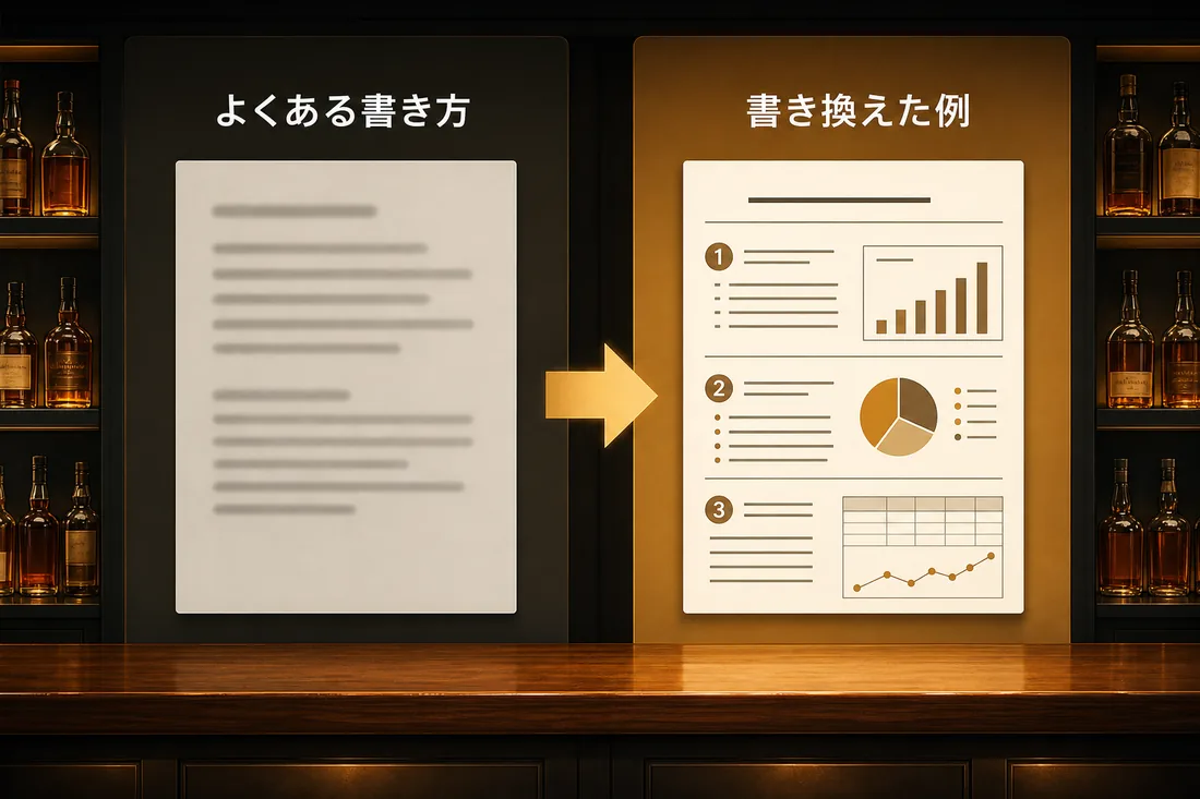 BARのこだわりを言葉にして書き換えた紹介文の見本