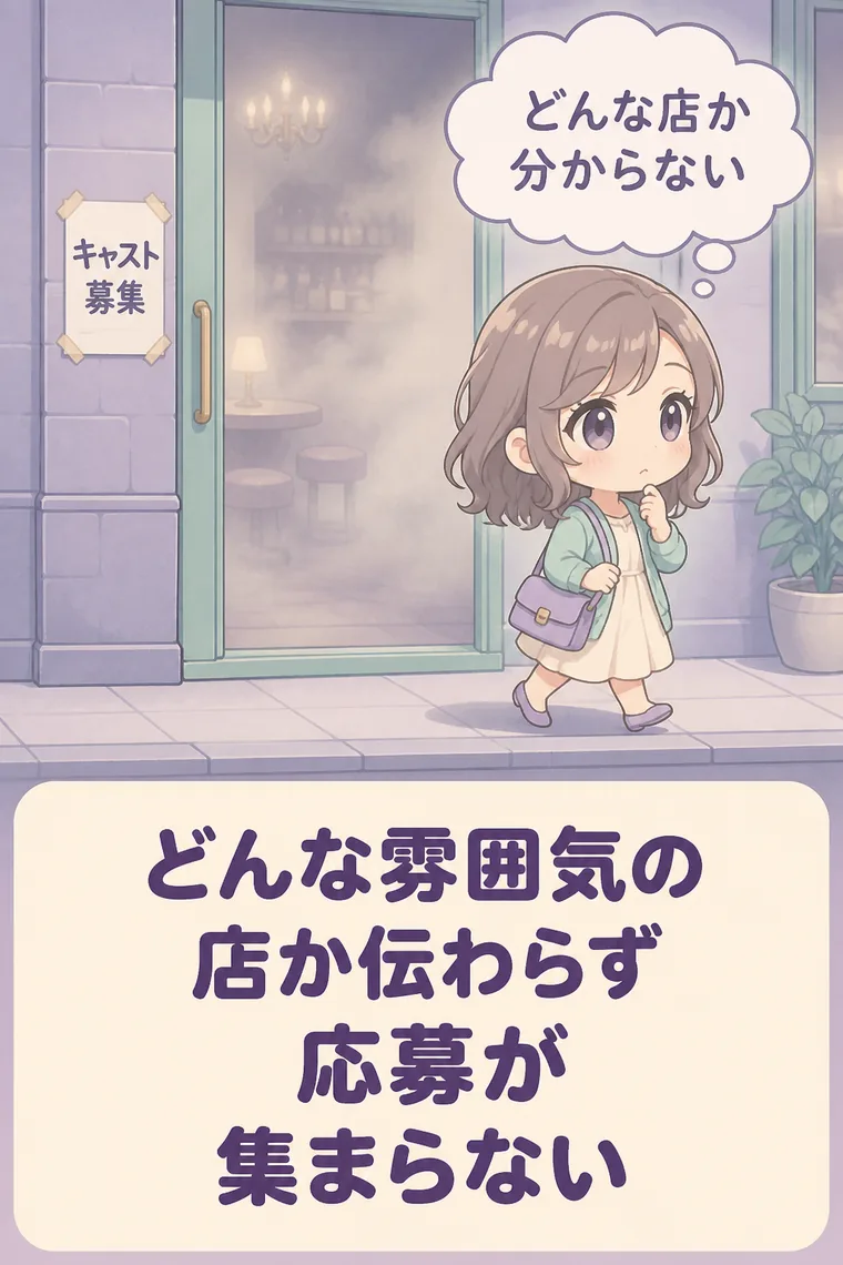 キャスト募集をかけても「どんな雰囲気の店か」が伝わらず応募が集まらない