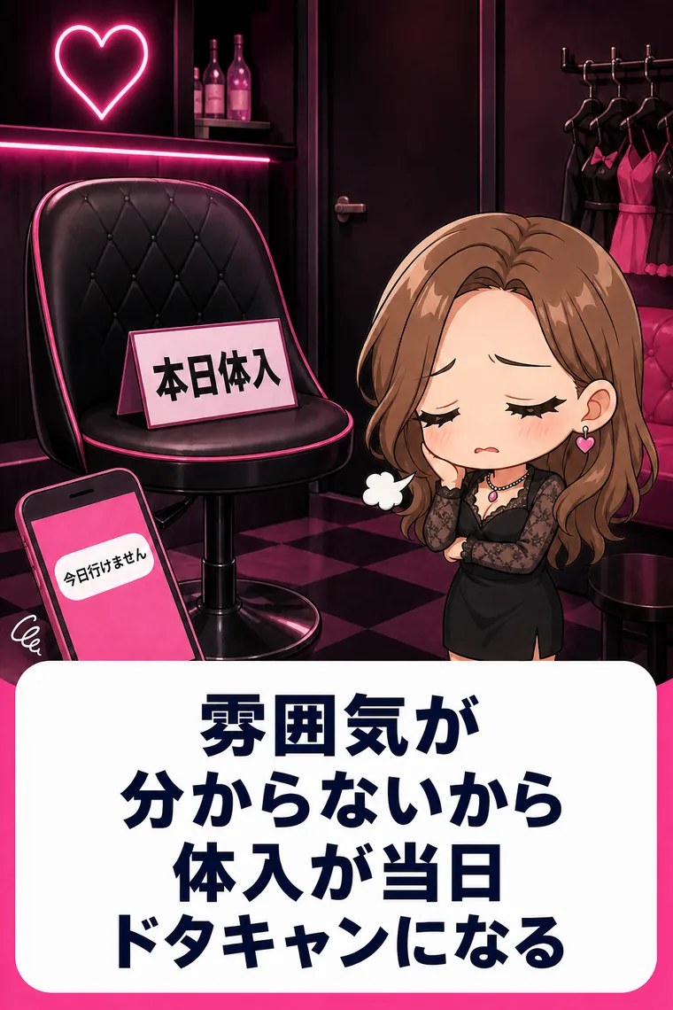体入の応募が来ても、雰囲気が分からず当日ドタキャンになってしまう