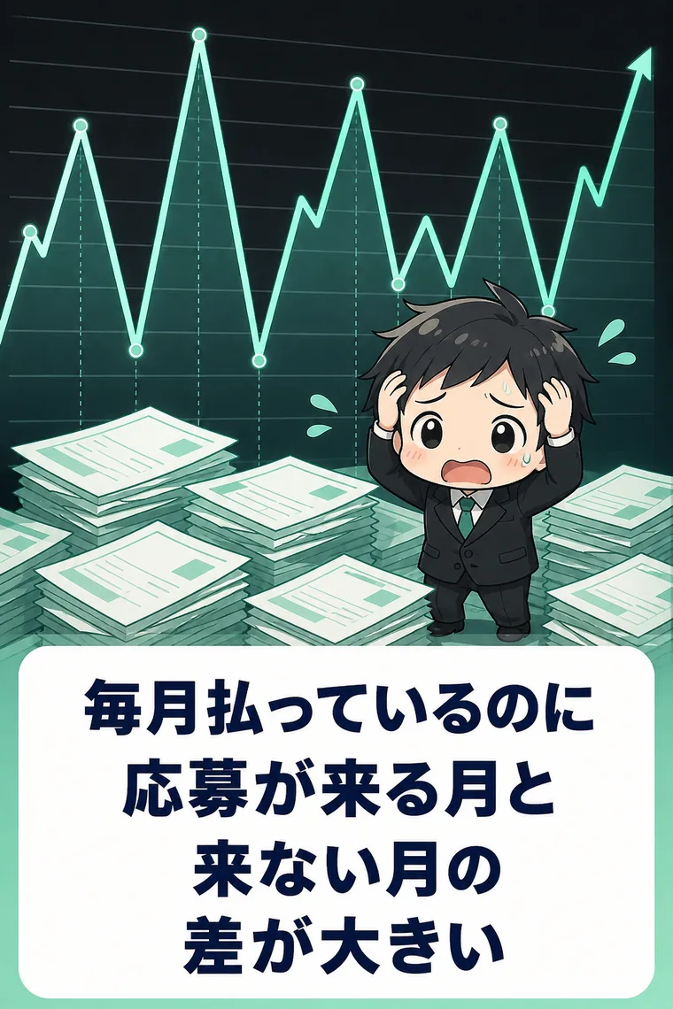 求人媒体に毎月お金を払っているのに、応募がまとまって来る月と来ない月の差が大きい