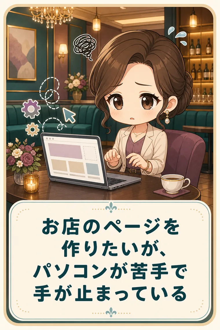 お店のページを作りたいが、パソコンが苦手で手が止まっている