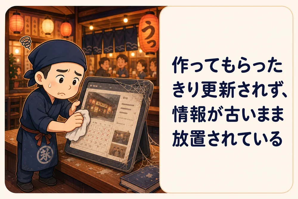 作ってもらったきり更新されず、情報が古いまま放置されている