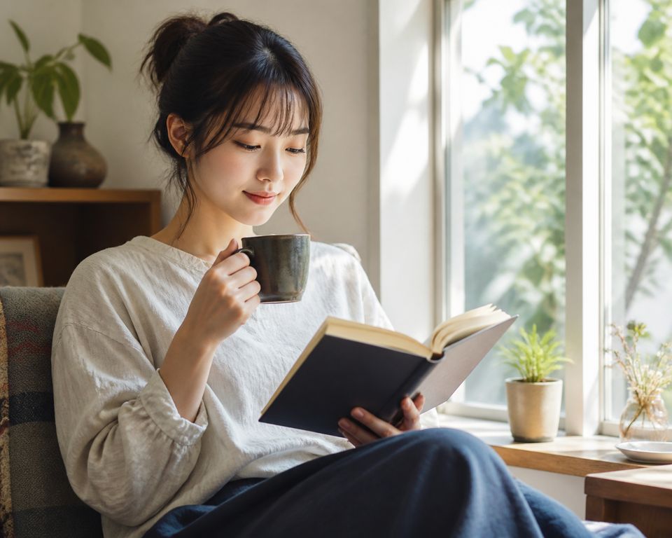 読書しながらコーヒーを楽しむお客様
