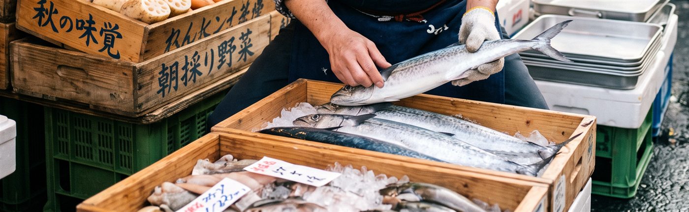 毎朝市場で仕入れる新鮮な魚と旬野菜