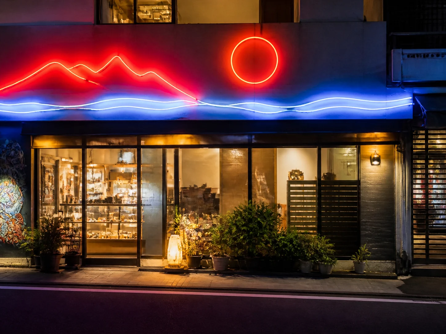 ネオンサイン風の店舗看板照明