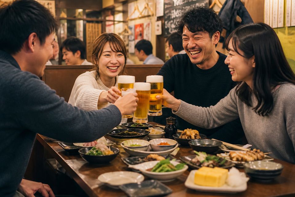 仲間との食事中の様子