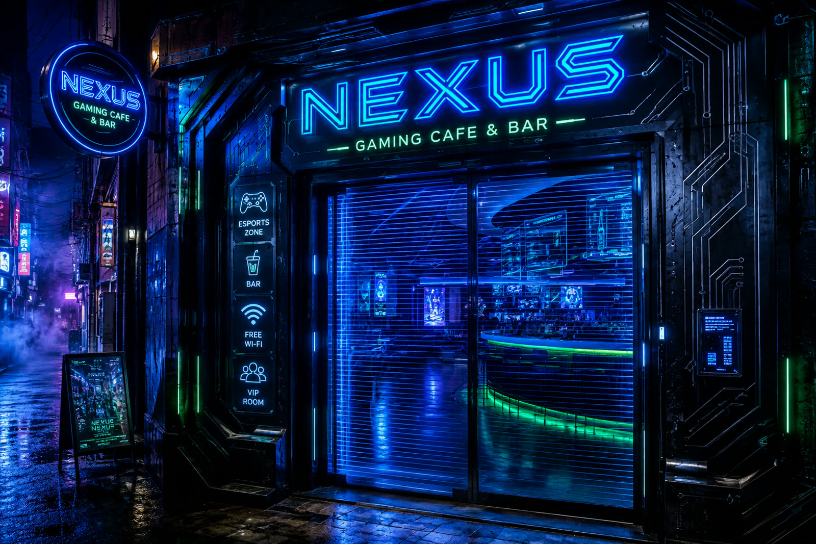 NEXUS入口のネオンサイン