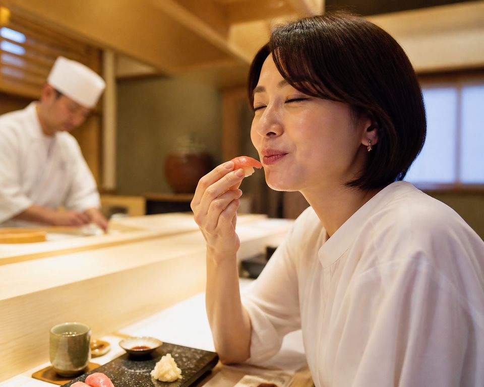 カウンターで食事を楽しむ客