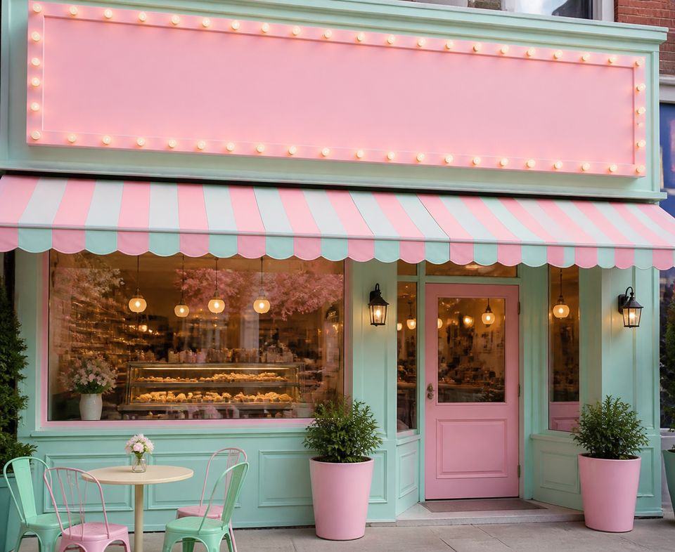 Parfait Étoile外観、パステルカラーの店構え