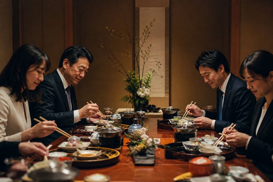 個室で食事を楽しむ様子