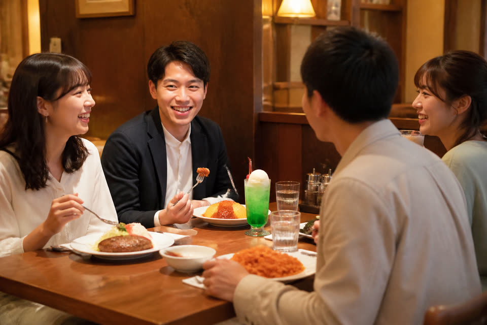 洋食を楽しむお客様たち